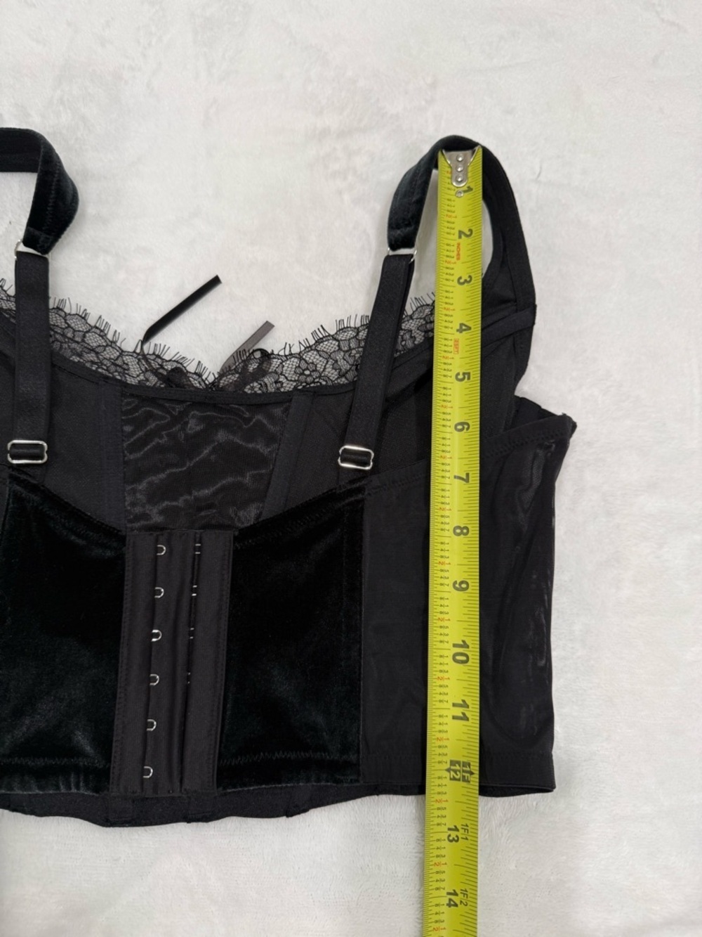 VS Black Velvet Lace Corset Bustier Top Size Large Y2K Dark Coquette Romantic - Picture 5 of 6